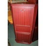 Pair of reproduction corner cupboards, with simulated panelled cupboard doors, (2)