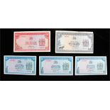 Banknotes, Reserve Bank of Rhodesia, $1 x 3 1979, $2 x 1 1979 and $10 x 1 1979, (5)