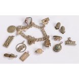 Silver charm bracelet, together with some loose charms, (qty)