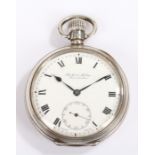 Silver open face pocket watch, with a signed Robert Milne Manchester dial, crown wound
