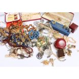 Costume jewellery, to include necklaces, chains, brooches, cased examples, (qty)