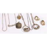 Silver jewellery, to include chains with medallions, a pair of earrings, locket, etc, (qty)