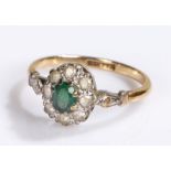 9 carat gold ring, with central green stone, ring size O