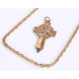 9 carat gold chain, together with a 9 carat gold cross, total weight 8 grams, (2)