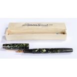 Onoto Fountain pen, in a green marble effect, together with a Conway Stewart pen box, (2)