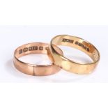 Two 9 carat gold wedding bands, total weight 3.8 grams