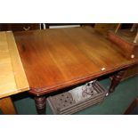 Edwardian mahogany dining table, with canted corners, on turned leg, 104cm by 122cm