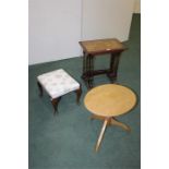 Reproduction nest of three mahogany occasional tables, on turned legs and out-splayed feet, together