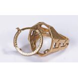 9 carat gold ring, with a coin slot, 8.6 grams