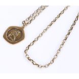 9 carat gold medallion and chain, St Christopher, 13.2 grams