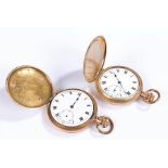 Two Dennison rolled gold cased gentlemans hunter pocket watches, one bearing monogram, the cases