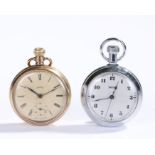 Smiths pocket watches, to include a gold plated open face example and a chromed example, (2)