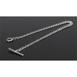 Silver pocket watch chain with T bar, 33cm long, 0.7oz