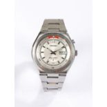 Seiko Bell-Matic stainless steel gentleman's wristwatch, the signed silver dial with baton