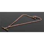 9 carat gold pocket watch chain, with three clips and T bar, 42cm long, 31.3 grams