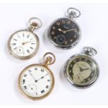 Gold plated gentleman's pocket watch the dial with Roman numerals and subsidiary seconds dial, crown