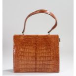 Waldybag leather handbag, in the form of faux crocodile leather, label to the interior