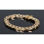 18 carat gold diamond set bracelet, the links set with twenty-six round cut diamonds, 18cm long,