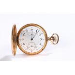 Gold plated hunter pocket watch, the dial signed Henry Bockstruck St, Paul Minn, Arabic numerals