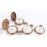 Two gold plated hunter pocket watches, the dials signed Thos. Russell & Son Liverpool, the cases