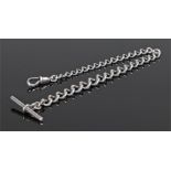 Silver pocket watch chain with T bar, 28cm long, 0.7oz