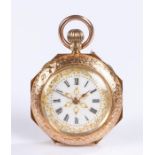 14 carat gold cased ladies open face pocket watch, octagonal case, the dial with Roman numerals