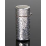 Victorian silver bottle, Birmingham 1896, maker Horton & Allday, of cylindrical form, the cap with