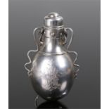Tiffany & Co sterling silver scent bottle, with hanging chain, push button opening to the domed lid,