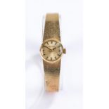 Rodania 9 carat gold ladies wristwatch, the signed champagne dial with baton numerals, manual wound,