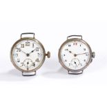 Two sterling silver gentleman's wristwatches, the dial with Arabic numerals and subsidiary seconds