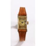 Arva 18 carat gold ladies wristwatch the signed dial with Arabic numerals, manual wound, the case