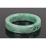 Jade bangle, carved with leaf scrolls, 7.5 diameter