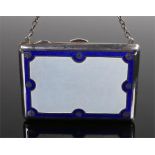 George V silver & enamel purse, the exterior with white and blue enamel decoration, the reverse