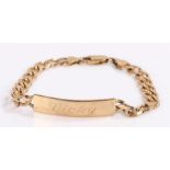 9 carat gold identity bracelet, the named Vicky bar with chain links, 16.2 grams