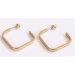Pair 9 carat gold earrings, of square loop form, 7.8 grams