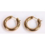 Pair of 9 carat gold loop earrings, 5 grams