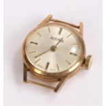 Roamer 9 carat gold ladies wristwatch, with a signed silvered dial