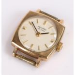 Record De Luxe 9 carat gold ladies wristwatch, with a signed silvered dial