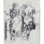 Manner of Henry Korda, (1957-) Sketch of two nudes, 27cm x 32cm