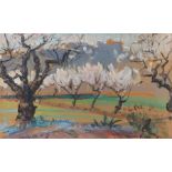 Vernon Blake (1875-1930) Trees and fields, signed watercolour, 33cm x 21cm