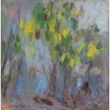 Richard Robbins (1927–2009), study of a tree with yellow and green foliage, signed oil on canvas, in