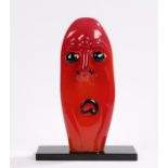 Murano glass stylised head, signed to the black plinth base, 28.5cm wide, 40.5cm high