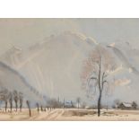 Nerine Constantia Desmond ( South African 1908-1993) Snow capped mountain with a road in the fore