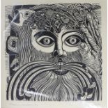 James Dodds (b. 1957), Merman, signed limited edition linocut, 3/75, 32cm x 33cm