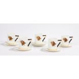 Royal Doulton, Reynard The Fox pattern coffee set, the coffee cup handles in the form of a riding