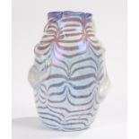 Sergio Rossi Murano glass vase, the blue interior and exterior decorated in white and pale purple