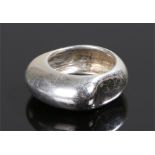 1960's style silver ring, with a domed top with wide shank,size L