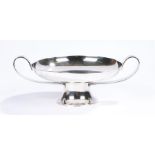 Christofle silver plated Art Nouveau style tazza, with loop handles, on an out-splayed foot, 31cm