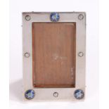 Liberty & Co Ltd silver picture frame, Birmingham 1915, with blue enamel stylised flower head