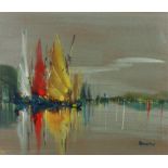 George E Deakins (1911 - 1982) Junks, signed acrylic on board, 58cm x 48cm. Provenance United